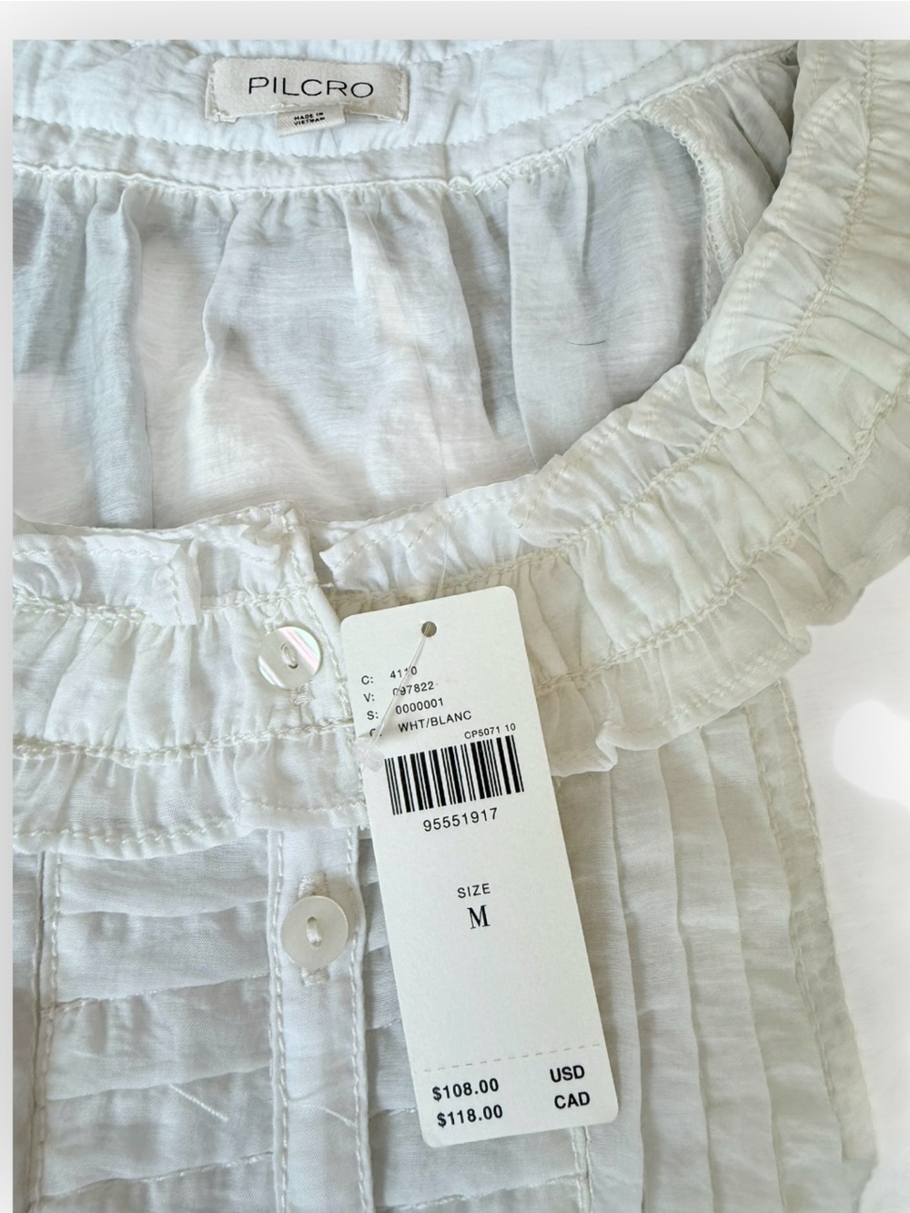 Pilcro White womens Ruffle-Sleeve shirt - NWT - Picture 2 of 4